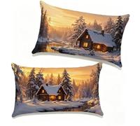 Fundas Cojíns 60x90 cm Juego de 2 Invierno, Cojines Cama Decorativos 60 x 90 cm Rectángulo Lino Cojines Exterior Sunset con Cremallera Invisible para Primavera Verano Estar Home Decor, Gifts 8-2010ON
