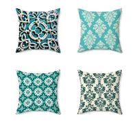 Fundas Cojíns 75X75CM Juego de 4, Funda Cojín Lago Azul, Cushion Covers Flor Super Suave Cojines Exterior Impermeable con Cremallera Invisible para Dormitorio Estar Jardin Decorativos Regalo 1-LG8
