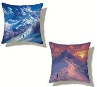 Fundas Cojíns 80x80 cm Juego de 2 White, Funda De Almohada 80 x 80 Cojines Cama Decorativos Escalar MontañAs Lino Cojines Exterior con Cremallera Invisible, Primavera Verano Estar Home Decor 8-8097CH