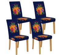Fundas coloridas para sillas de comedor, fundas elásticas y lavables de elastano, protectores de asiento decorativos de otoño para el hogar y la cocina, 4 unidades