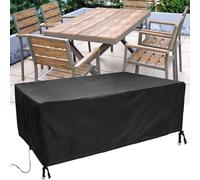 Fundas cuadradas de patio para muebles de exterior, impermeables, 125 x 125 x 70 cm (largo x ancho x alto), funda de mesa de ratán para jardín, material resistente a desgarros con hebillas resistentes