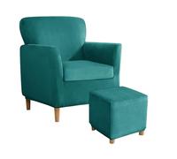 Fundas cuadradas y reclinables para sillón y otomana, color verde azulado, para sillas de bañera, protector de piel, funda de sofá para banquetes (sill asiento+cuadrado S)