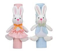 Fundas de agarre para aparatos: Bunny Holiday Accent, protección textil de felpa, cojines de tirador de seguridad, diseño de congelador, perfecto para el lugar de trabajo de cocina del inquilino