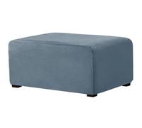 Fundas de Almacenamiento Plegables y elásticas rectangulares de Terciopelo de 4 tamaños for reposapiés otomano Lavables y extraíbles para Proteger los reposapiés(Blue Grey,L)