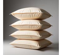 Fundas de almohada 100% algodón egipcio, 200 hilos, súper suaves y duraderas, tamaño estándar (50 cm x 75 cm), paquete de 4, transpirables y de fácil cuidado, cierre de sobre (crema)