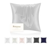 Fundas de Almohada 100% Seda, 22 Momme, Propiedades Antibacterianas, Baja Alergénicidad, la Funda de Almohada de Seda Protege Tu Cabello y Tu Piel, 1 PC 65x65cm,Plata