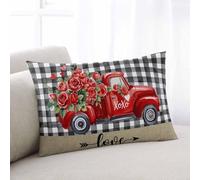 Fundas De Almohada Camión De Globos De Rosas Y Corazón De Amor con Búfalo Funda De Almohada Transpirable Confeccionada Funda De Cojín Suave Cushion Covers para Coches Hogar L