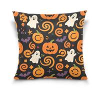 Fundas de almohada con diseño de fantasmas de calabaza naranja para Halloween, fundas de almohada para decoración del hogar, sofá, 45,7 x 45,7 cm