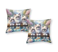 Fundas de Almohada con diseño de Gatos mullidos de The Pond, Cojines Decorativos Modernos para decoración del hogar, 50 x 50 cm
