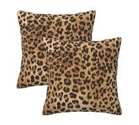 Fundas de Almohada con Estampado de Leopardo de 18 x 18 Pulgadas, Juego de 2 Fundas de Almohada cuadradas Decorativas Modernas para el hogar, Sala de Estar, Dormitorio, Cama, cojín al Aire Libre