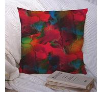 Fundas de Almohada con Textura gráfica Grunge Marco artístico Rojo Azul desteñido Estilo contemporáneo Paleta Texturas Tonos poliéster Funda de Almohada Funda de cojín para sofá decoración 18 x 18 p
