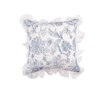 Fundas de Almohada con Volantes 2 Fundas de Almohada Bordadas con Pliegues y Volantes for sofá Sala Estar(2pcs-Blue Embroidery,45x45cm)