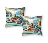 Fundas de Almohada Cozy Pet Retreat by The Sea, Suaves y sedosas, para niños, para jardín al Aire Libre, 50 x 50 cm