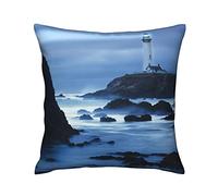 Fundas de Almohada cuadradas con Hermoso Faro Cerca del mar Azul, Fundas de Almohada Decorativas para el hogar, Dormitorio, sofá, maravillosas Fundas de Almohada con Estampado de Paisaje costero, ta