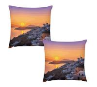 Fundas de almohada cuadradas de felpa suave con paisaje de puesta de sol, 2 piezas, decoración de casa de campo, sofá, cama, sala de estar, dormitorio, 18 x 1 pulgadas