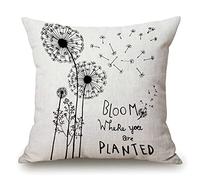 Fundas De Almohada Dandelion Flowers, Bloom Where You Are Planted Fundas Cojines Suave Cushion Covers para Camping Hogar Dormitorio 45x45 CM