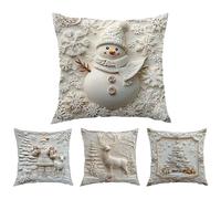 Fundas de almohada de 18 x 18 pulgadas, fundas de almohada suaves para decoración de invierno, 4 fundas de almohada de Navidad, para sofá, hogar, sala de estar, vacaciones, casa de campo para