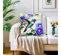 Fundas de almohada de colibrí con diseño floral de pájaros, decoración de primavera y verano, fundas de almohada decorativas para sofá, cama, decoración rústica del hogar, sala de estar, patio