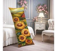 Fundas de almohada de cuerpo de girasol, funda de almohada lumbar de terciopelo suave vintage con cremallera, funda de almohada de cuerpo largo decorativo para cama, sofá y cabecera, 20 x 54 pulgadas