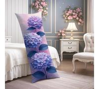 Fundas de almohada de cuerpo de hortensias, funda de almohada lumbar de terciopelo suave vintage floral violeta con cremallera, funda de almohada de cuerpo largo decorativa para cama, sofá y cabecera