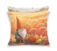 Fundas de almohada de franela Hello Fall Harvest Dwarfs para decoración del hogar y sofá, 45,7 x 45,7 cm