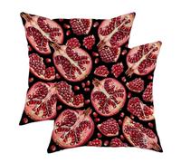 Fundas de almohada de granada para exteriores, diseño botánico de semillas tropicales, color rojo, resistente al agua, de poliéster, para sofá, banco exterior, porche, muebles de jardín, 18 x 18
