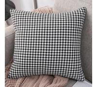 Fundas de almohada de mezcla de lino de 20 x 20 pulgadas, patrón de pata de | Juego de 2 fundas, patrón clásico de pata de gallo, marrón castaño intenso, estilo tradicional moderno, acento de sofá
