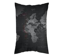 Fundas de almohada de microfibra con cremallera y diseño de mapa del mundo, ligeras, supersuaves, de fácil cuidado, para el cabello y la piel, para decoración del hogar