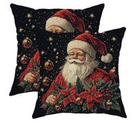 Fundas de almohada de Navidad de Papá Noel, fundas de cojín de terciopelo rojo, decoración festiva de invierno para el hogar, sofá, dormitorio, sala de estar, 16 x 16 pulgadas