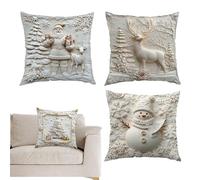 Fundas de almohada de Navidad, decoraciones de invierno suaves de 18 x 18 pulgadas, 4 fundas de almohada de Navidad para sofá, sala de estar, dormitorio