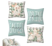 Fundas De Almohada De Pascua 45x45 cm | 4 Piezas Con Cremallera Invisible Lavable - Fundas Almohada Primavera Decoración Habitación,Para Decoración Del Hogar Dormitorio Salón Apartamento Interior