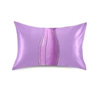 Fundas de almohada de seda para cabello y piel con cierre de sobre, fundas de almohada de seda suave, 1 unidad, 50,8 x 76,2 cm, estilo boa, violeta