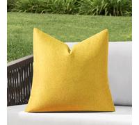Fundas de almohada decorativas de exterior de 40,6 x 40,6 cm (16"x16") amarillas, sólidas, impermeables, paquete de 1 funda de cojín cuadrada de lino para jardín, casa de campo, patio, tienda de