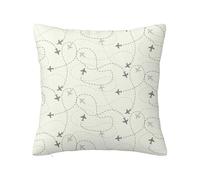 Fundas de Almohada Decorativas de Viaje con Cremallera Oculta, diseño de rutas aéreas con Puntos, antiencogimiento, para sofá, Dormitorio, Coche, Sala de Estar, Azul, 40,6 x 40,6 cm