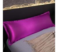 Fundas de almohada dobles impermeables de tacto sedoso, color liso, 1,2 m, 1,5 m, 1,8 m, funda de almohada de apoyo largo para maternidad, parejas, familias, lavables a máquina (morado oscuro, 48 x
