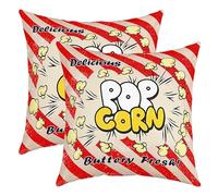 Fundas De Almohada Estampado De Palomitas De Maíz Reversible Extra Suave Cushion Covers Transpirable Confeccionada para Sillón Hogar 2 Piece 45X45 Cm