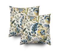 Fundas de almohada navide as con cremallera de Shorping, paquete de 2, 45 x 45 cm, con estampado jacquard en tonos azul y amarillo, decorativas,