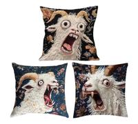 Fundas De Almohada - Protector De Cojín De Cabra Gritando De 17,7 X 17,7 Pulgadas, Fundas De Almohada Decorativas De 3 Piezas | De Cojín Con Estampado De Animales Locos, Estampado Divertido, Par