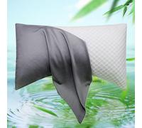 Fundas de almohada refrescantes para dormir de lado, rayón curvado derivado de bambú, funda de almohada transpirable, suave y sedosa para personas que duermen con calor, cabello y piel, tamaño King, 1