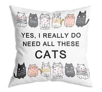 Fundas De Almohada Sí, Realmente Necesito Estos Gatos Funda De Cojín Regalo Pillowcase Suave Funda De Almohada para Dormitorio Camping 45X45 Cm