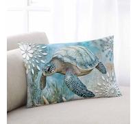 Fundas De Almohada Tortugas Costera Estrellas De Mar Náuticas Animales Marinos Retro Pillowcase Suave Funda De Cojín Extra Suave Cushion Covers para Coches Sillón S