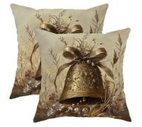 Fundas de almohada vintage de campana dorada, funda de cojín floral rústica, decoración del hogar de cosecha otoñal para sofá, dormitorio, sala de estar, 20 x 20 pulgadas