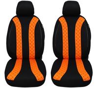 Fundas de Asiento a Medida para Asientos de Coche compatibles con Audi A6 C4 1994-1997, para Conductor y copiloto, Funda de Asiento FB:N305 (Negro/Naranja)