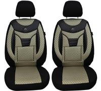 Fundas de Asiento a Medida para Asientos de Coche compatibles con VW T5 Transporter 2003, Conductor y copiloto, Funda de Asiento FB:902 (Beige/Negro)