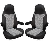 Fundas de Asiento compatibles con Autocaravana, para Conductor y copiloto, número de Color: 813 (Negro y Gris)