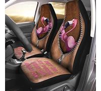 Fundas De Asiento con Cremallera Flamingo Y Cuero 2 Piezas Auto Asiento Delantero Cojín Cubre De Asiento Delanteros Suave Fundas Asientos Delanteros Coche Universal para Camión SUV Auto