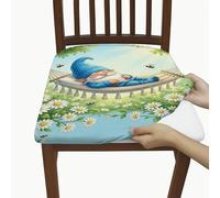 Fundas de asiento con diseño de gnomo para sillas, hamaca de margaritas juguetonas de verano, color azul, elastano, detalles lavables, suaves, elásticas, decoración para cocina, restaurante, oficina