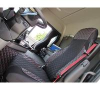 Fundas de asiento de camión diseñadas para adaptarse a los asientos neumáticos Scania R G S P 2 de terciopelo con roscas rojas
