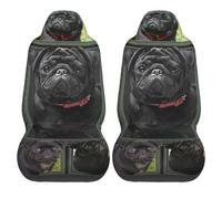 Fundas de Asiento de Coche con diseño de Pug, un Perro Negro Tan Lindo, Protector Universal para Asientos Delanteros, Apto para Coches, SUV, sedán y camionetas.