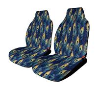 Fundas de Asiento de Coche con Plumas de Pavo Real, universales, Protectoras para Asientos Delanteros, aptas para SUV, sedán, camionetas, Juego de 2